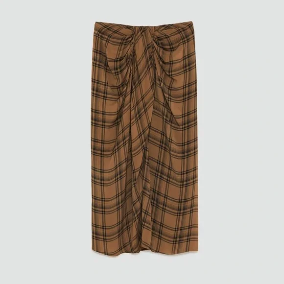 Zara Brown Plaid Skirt - Picture 2 of 5